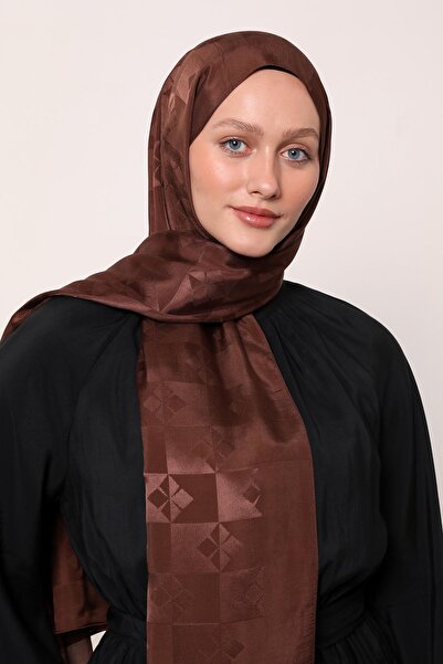 LuvenSara شال حرير جاكار |   الشوكولاتة البنية