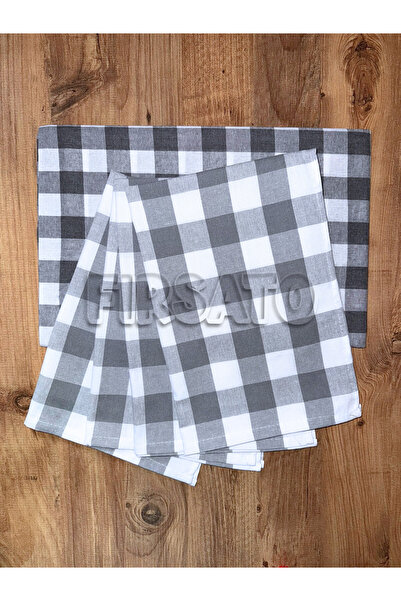 Fırsato Karevibe Tablecloth 160X160Cm and Napkin Set 45X65Cm – Square Pattern, 5 Pieces