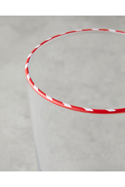 English Home Candy Cane Stripe Glass Cup 510 ml Red