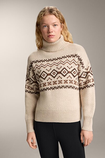 Oysho Jacquard knit high-neck jumper 10% wool
