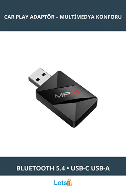 Letsii Bluetooth 5.4 Wi Fi 6 Android Car Play Adaptörü