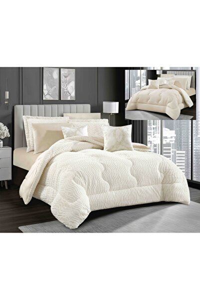 CHIRASO Cocolino 2-SIDED Duvet Set Rabbit Fur and Velvet, 200x230cm and ELASTIC Sheet 180x200