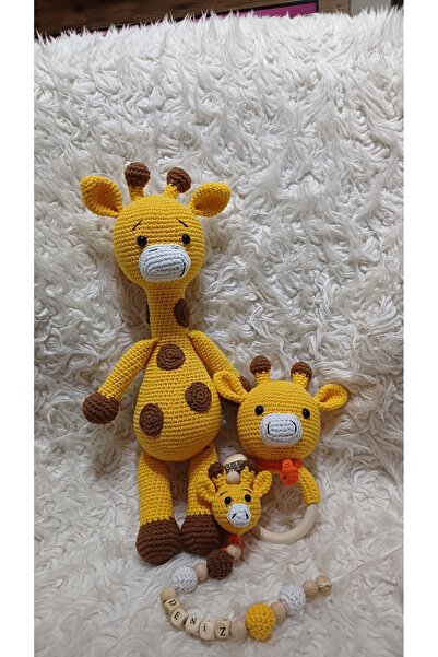 DENİZ HOME El orgüsü organik üçlü zürafa set