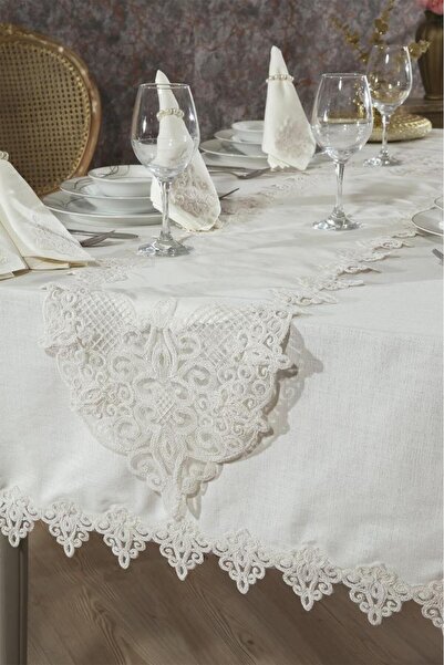 Çeyiz Diyarı Τραπεζομάντιλο Yonca 26 τεμαχίων κρεμ