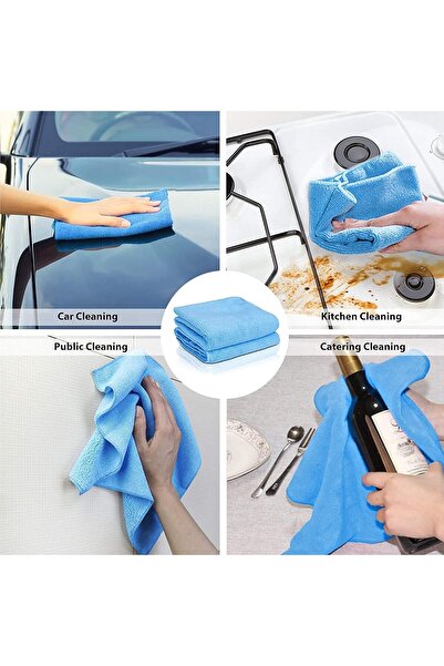 SULFAR Blue Microfiber Cleaning Cloths, Pack of 10, 30x40 cm