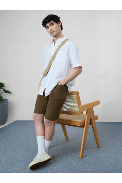 The Souled Store By Styli Men Brown Knee Length Plain Denim Shorts