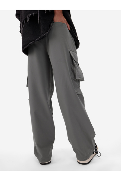 The Souled Store By Styli Men Grey Cargo Pocket Parachute Pants