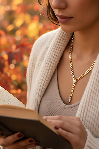 Utku Kuyumculuk 14 AYAR GURMET ZİNCİRLİ YILDIZ FİGÜRLÜ ALTIN KOLYE