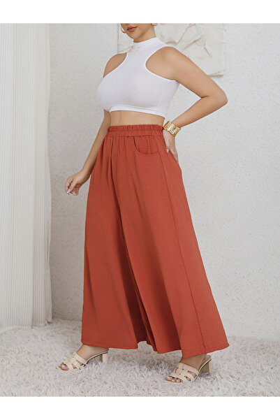 Take Two By Styli Plus Size Coral Wide Leg Palazzo Pants