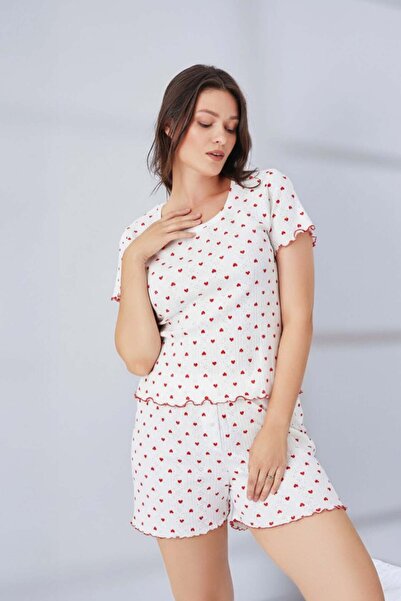 FREEWİSE Pure 100% Cotton Shorts Pajamas Women's Set