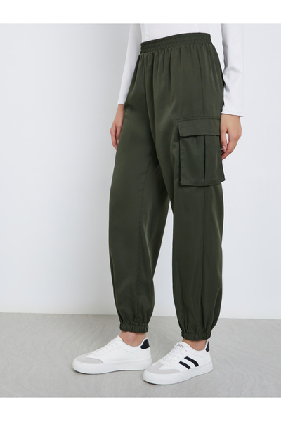 Take Two By Styli Dark Green Relaxed Fit Cargo Joggers