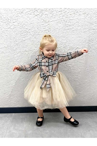 Gocoland Bow Plaid Top Tulle Girls' Dress