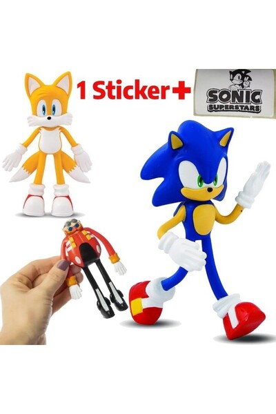 Sonic Set 3 Figurine Bend-Ems, Dr. Eggman Tails, 12CM cu Sticker
