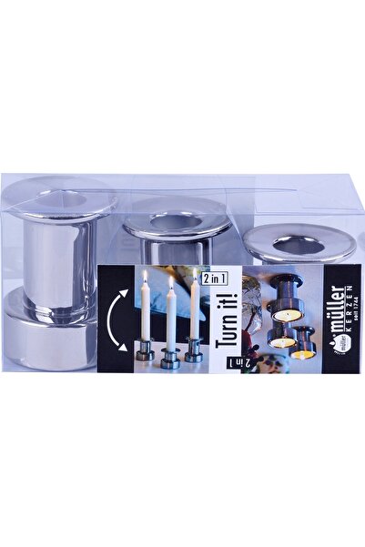 Mueller kerzen 2 σε 1 ασημένιο κηροπήγιο 3 τεμάχια