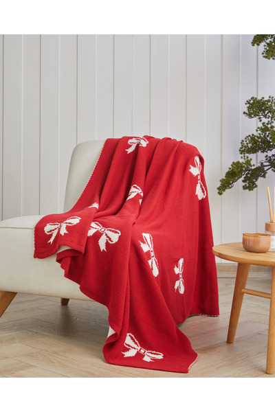 English Home Ribbon Joy Koltuk Şalı 130x170 cm Kırmızı