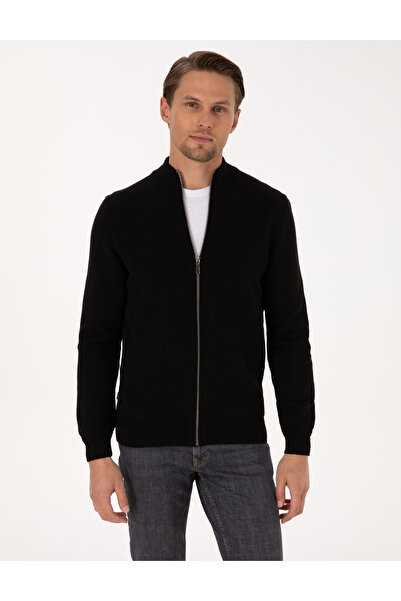 Pierre Cardin كارديجان تريكو أسود بسحاب وقصة عادية 50315821-VR046