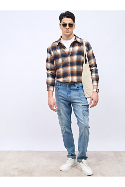 Styli Slim Fit Cargo Jeans with Panel Detail