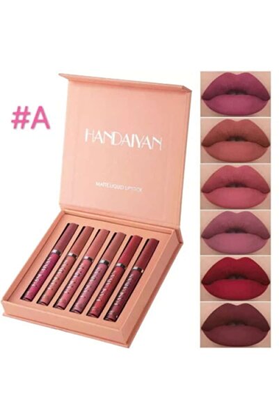 Handaiyan Set de 6 rujuri lichide mate rezistente la transfer, Handaiyan, 2,5 ml (setul A)