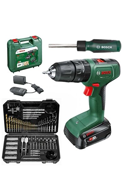 Bosch Easyımpact 18v-40 Akülü Vidalama 2 Ah (TEK) Batarya,103 Parça Uç ve Aksesuar Seti ve Tornavida
