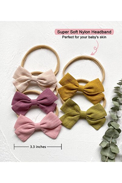 Cherssy Headbands & Hair Ties for Little Girls, 10 Stretchy Nylon Bands for Newborns, Infants, Toddl