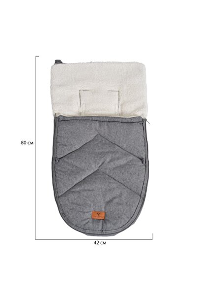 Cangaroo Luxe Grey stroller winter bag with soft lining, seat belt holes