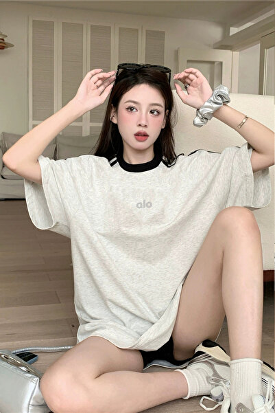 Alo Loose T-shirt - Round Neck Short Sleeve (White)