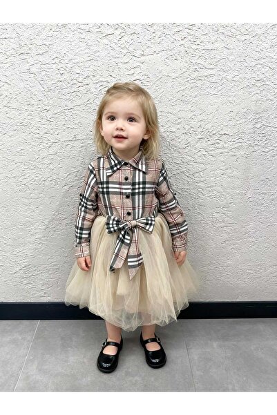 Gocoland Bow Plaid Top Tulle Girls' Dress