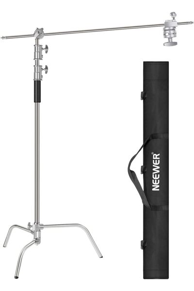 NEEWER حامل إضاءة C بطول 10 أقدام/3 أمتار مع ذراع رفع بطول 4 أقدام/1.2 متر، و...