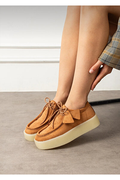 Extra Shoes İstanbul Pantofi cu platformă cu aspect de piele de căprioară maro, atât eleganti, cât și confortabili