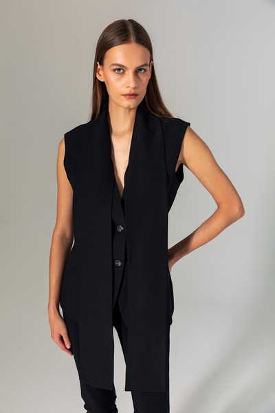 Berr-ın Shawl Detailed Vest Black