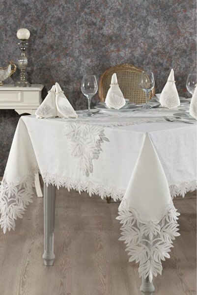 Çeyiz Diyarı Τραπεζομάντιλο Elfida 26 τεμαχίων κρέμα