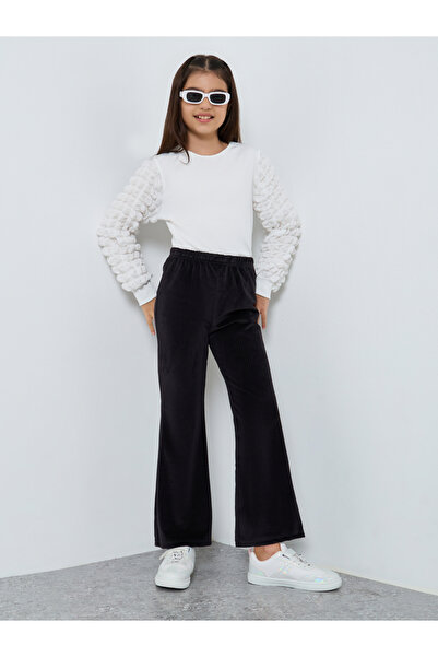 Styli Teens Black Corduroy Flared Leggings