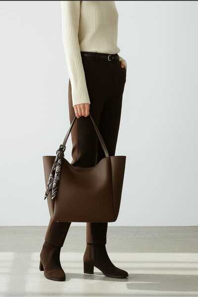 ÖZÜM TAKI Women's Large Size Shoulder Bag Brown