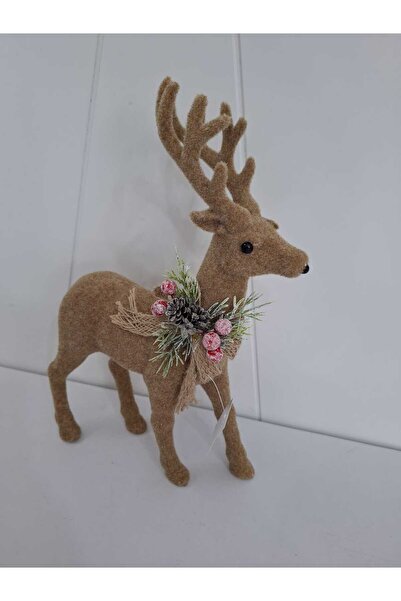 Astaş Christmas Brown Deer Flocking 20*34 cm