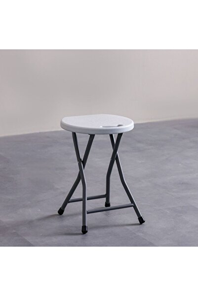Danube Home Folding Stool 32×29×46 cm – Premium Compact Indoor & Outdoor Seating Stool, White Luxe Finish