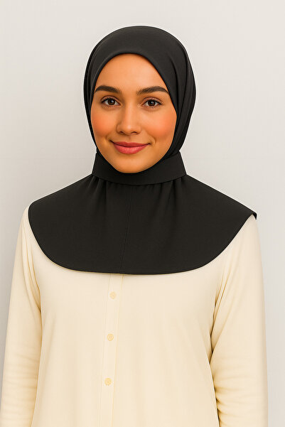 Merve Nayir Çıtçıtlı Arkadan Bağlamalı Tesettür Antrasit Penye Hazır Pratik Şal