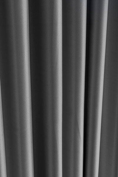 LUNETT HOME Light Gray Color Blackout Shading Crinkled (1X3) Pleated Background Curtain Single Wing V393