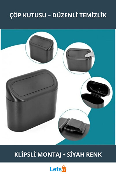 Letsii Organized Black Car Trash Can with Lid