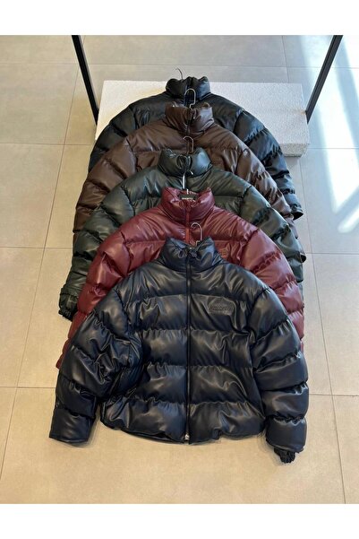 TAKİFGİYİM Inflatable Faux Leather Coat