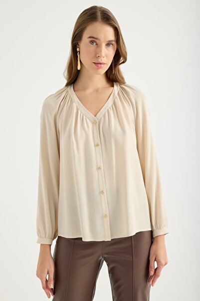Masha Kate V-Neck Chiffon Blouse