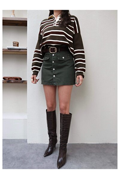 ESRAHELVACI Denim Skirt with Flap Pockets