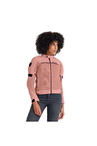 Scudo Paris Pembe Yazlık Fileli Kadın Motosiklet Montu