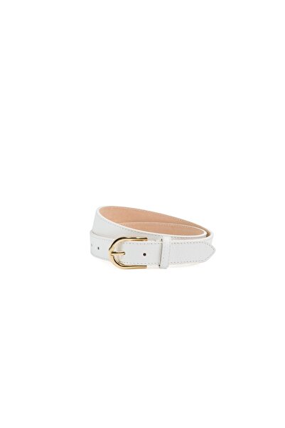 Posete Fagaras Leather Belt - Plain White, 120 cm Length, 3 cm Width, Genuine...