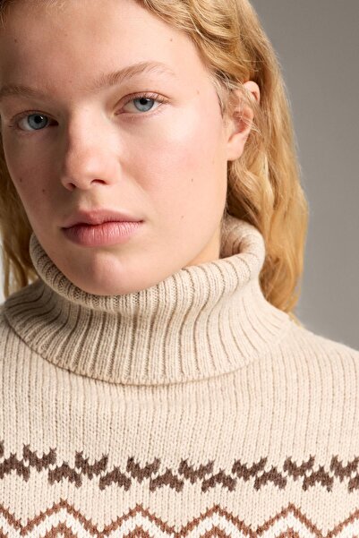 Oysho Jacquard knit high-neck jumper 10% wool