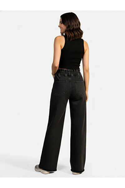 Take Two By Styli Black Mid Rise Wide Leg Jeans