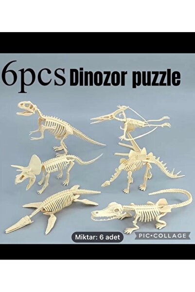 AZİZ OYUNCAK 6 Pieces Dinosaur Puzzle Pvc