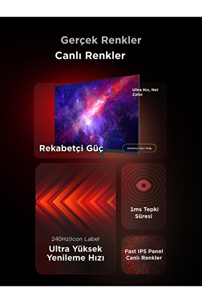 Rampage RAVEN RV25R240F 25 240hz 0,5ms FAST IPS FHD Freesync/G-Sync Flat Oyuncu Monitörü