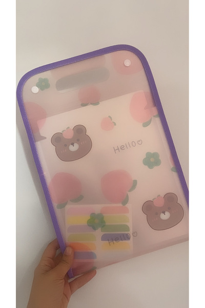 synshop Kawaii 13 Compartments A4 Size Test Paper Storage Snap Closure Portable Large Capacity File Bag