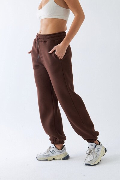 The Champ Clothing oversized Φούτερ Unisex Καφέ – επένδυση fleece Κλωστές, Ελαστική μέση, Τσέπες, Άνετη εφαρμογή