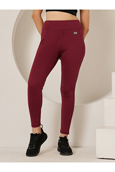 Clovia By Styli Maroon Active Tights with Side Pocket